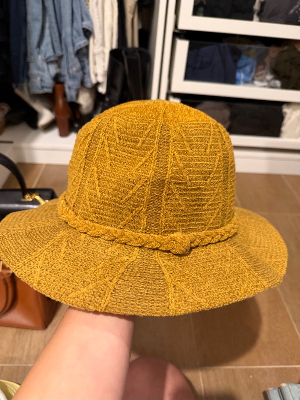 Altered state Braided Trim Mustard Women's Knit Sun Hat
